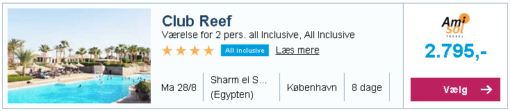 Club Reef i Sharm el Sheikh fra København - 2.795,-