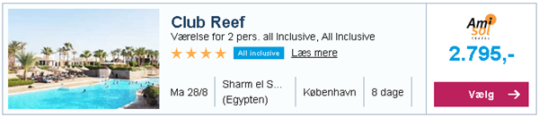 Club Reef i Sharm el Sheikh fra København - 2.795,-