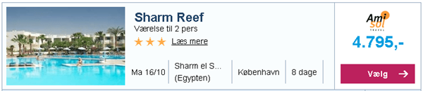 8 dage i Sharm el Sheikh på 3 stjernet hotel med afrejse fra København fra 4.795,-