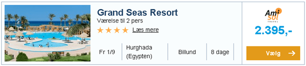 Grand Seas Resort i Hurghada (Egypten) i september fra Billund til kun 2.395,-