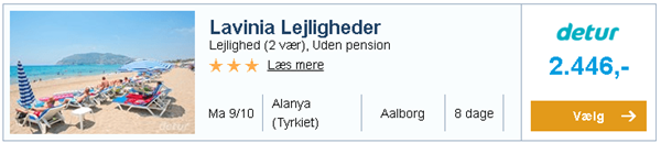 Lavinia Lejligheder i Alanya (Tyrkiet) i oktober fra Aalborg 2.446,- 