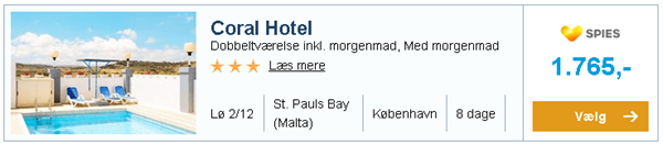 Coral Hotel i St. Pauls Bay (Malta) i december fra København fra kun 1.765,-