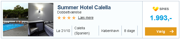 Summer Hotel Calella i Calella (Spanien) i oktober fra København fra kun 1.993,-