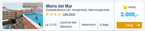 Hotel Maria del Mar i Lloret de Mar (Spanien) i oktober fra København fra kun 2.008,-