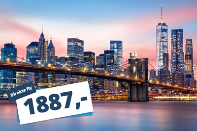 BILLIGT! Flyv DIREKTE til New York fra kun 1887,- BILLIGT! Flyv DIREKTE til New York fra kun 1887,-