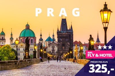 3 dage i Prag inkl. fly og min. 3-stjernet hotel fra kun 325,- 3 dage i Prag inkl. fly og min. 3-stjernet hotel fra kun 325,-