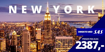 Flyv DIREKTE med SAS til New York fra kun 2387,- Flyv DIREKTE med SAS til New York fra kun 2387,-