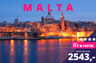4-stjernede sensommerrejser Malta fra kun 2543,-!? 4-stjernede sensommerrejser Malta fra kun 2543,-!?