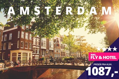4-stjernet forårstur til skønne Amsterdam fra kun 1087,- 4-stjernet forårstur til skønne Amsterdam fra kun 1087,-