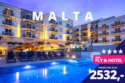 4 -stjernet sommerferie på Malta i 7 nætter inkl. fly fra kun 2532,- 4 -stjernet sommerferie på Malta i 7 nætter inkl. fly fra kun 2532,-