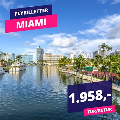 Flyv tur/retur til Miami til vinter for 1.958,- Flyv tur/retur til Miami til vinter for 1.958,-
