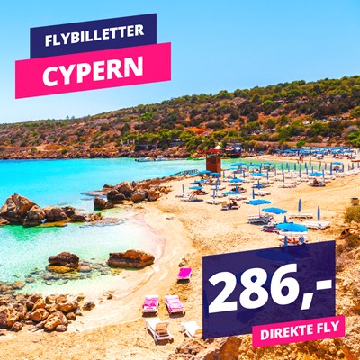 Flyv til Cypern tur/retur for 286,-