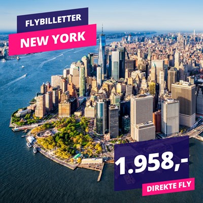 Direkte flybilletter til New York tur/retur for 1.958 kroner