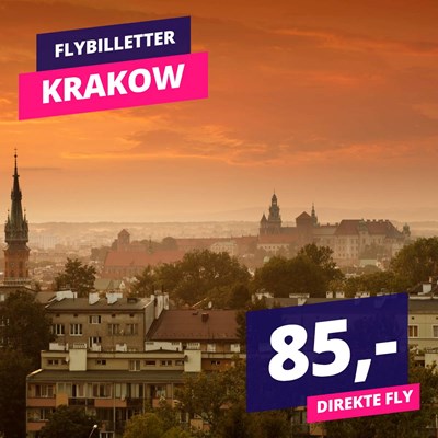 Billige flybilletter til Krakow fra 85,- t/r ✈