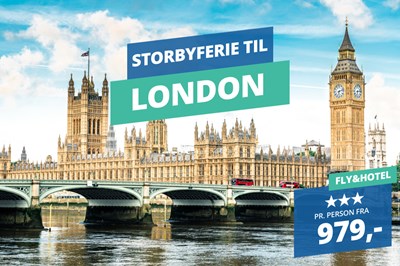 3 nætter i skønne London inkl. fly og hotel fra kun 979,- 3 nætter i skønne London inkl. fly og hotel fra kun 979,-