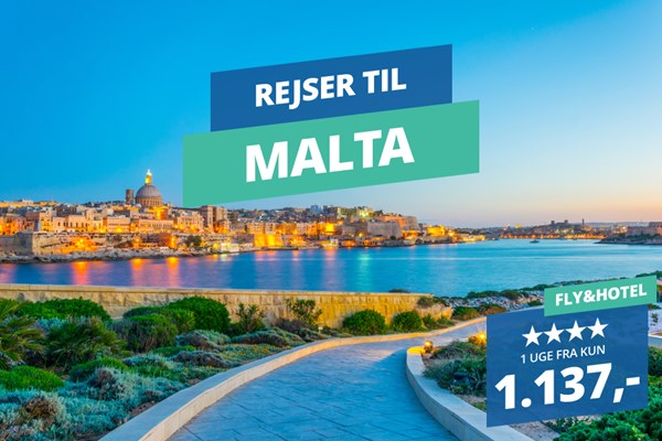 Få det bedste af Malta – pakkerejser med 4-stjernede hoteller med morgenmad inkluderet fra 1.127,-