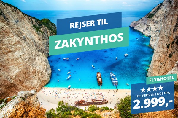 Sæt kryds i kalenderen for en uforglemmelig sommerferie på Zakynthos fra 2.995,-