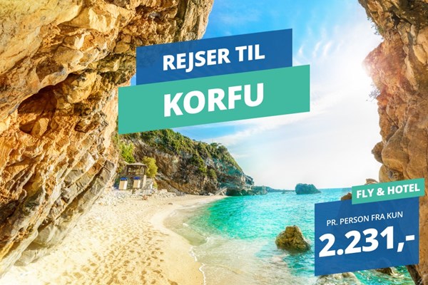 1 uges sommerferie på varme Korfu fra 2.231,-