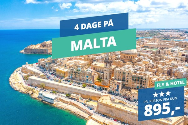 Tag på en 4 dages ferie til Malta for kun 895,-