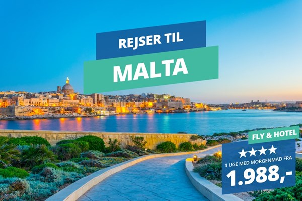 1 uge på Malta – 4-stjernede pakkerejser med morgenmad fra 1.988,-
