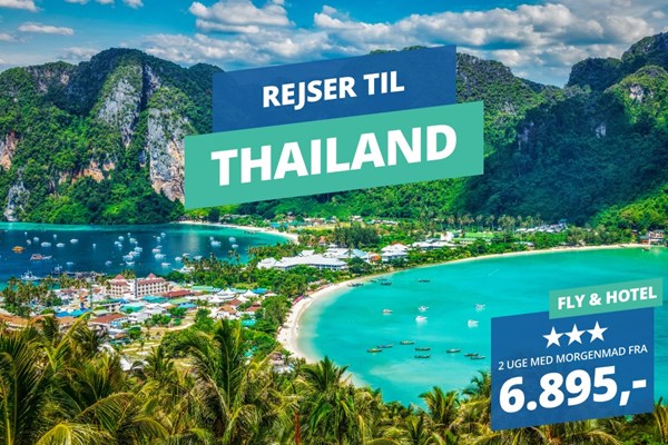 2 uge i Thailand med fly og hotel fra 6.895,-
