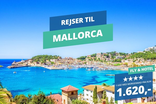1 uge på Mallorca inklusiv fly og 4★ hotel med morgenmad fra KUN 1.620,-