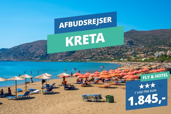 Rejs på ferie med en afbudsrejse til Kreta fra 1.845,-