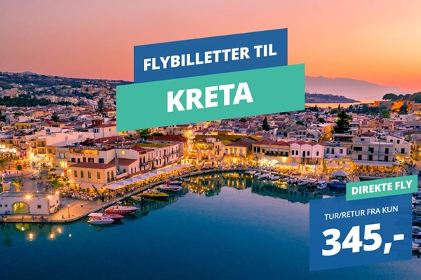 Flyv på sommerferie til Kreta for KUN 345,-