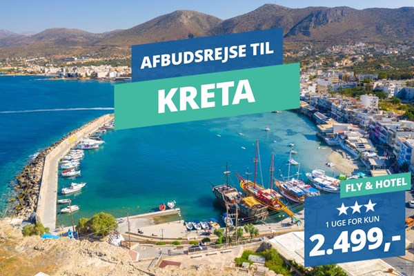 Billig afbudsrejse til Kreta på lørdag for 2.499,-