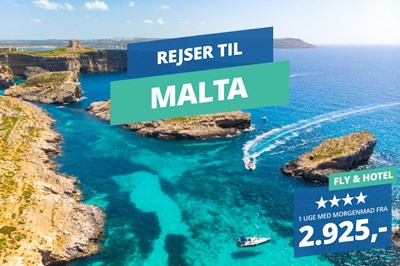 Rejs til Malta i sensommeren med fly og 4★ hotel med morgenmad fra 2.925,-