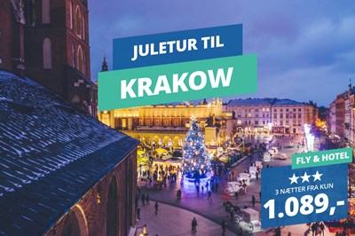 Rejs på juletur til Krakow inkl. fly & hotel fra 847,-