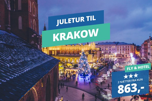 Rejs på juletur til Krakow inkl. fly & hotel fra 863,-