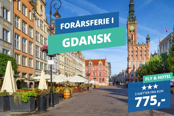 Rejs på forårsferie til Gdansk i 3 nætter med både fly og 4★ hotel fra 775,-