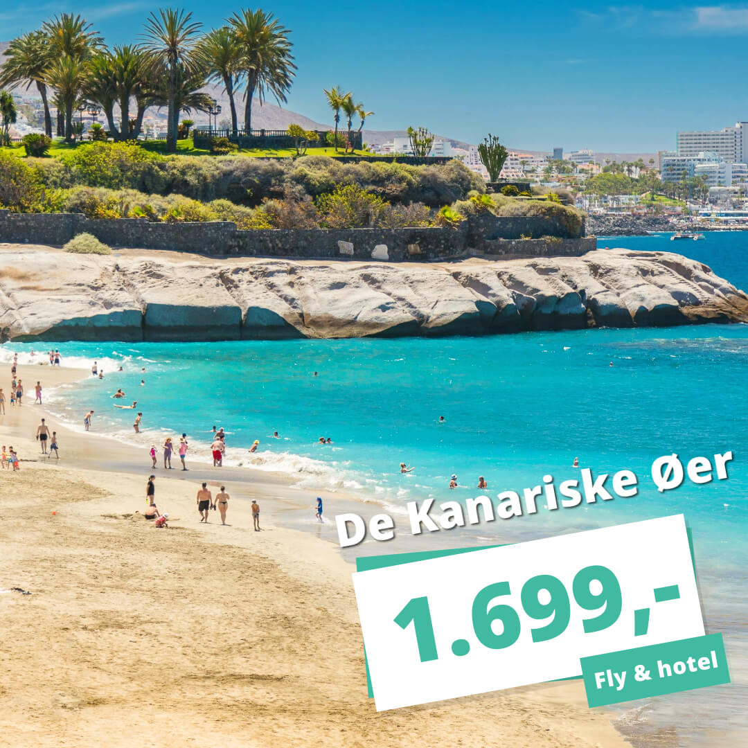 𝗣𝗿𝗶𝘀𝗳𝗮𝗹𝗱! Nyd en uge i solen på De Kanariske Øer – Rejs billigt fra kun 1.699,-