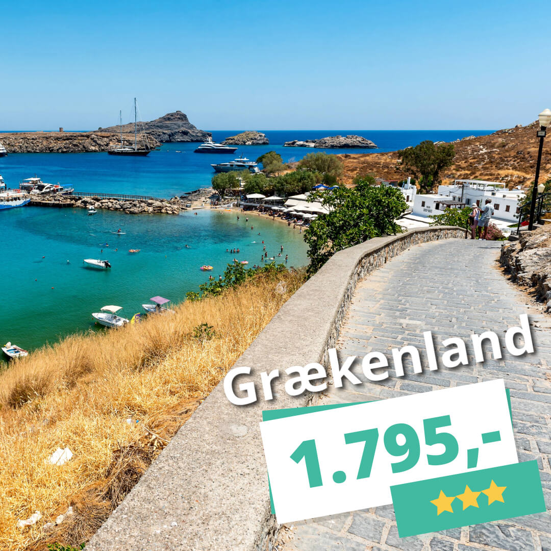 Rejs 1 uge til Grækenland i juni med fly t/r og 3★ hotel fra 1.795,-