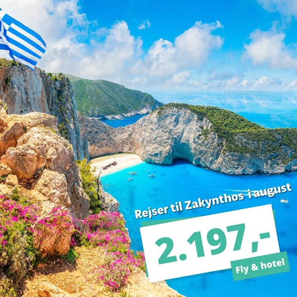 Ferie i det græske øhav? Rejs til Zakynthos fra 2.197 kr. i august!