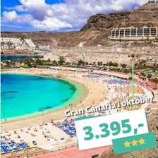 1 uge på Gran Canaria i oktober fra 3.395 kr. – inkl. fly og 3★ hotel