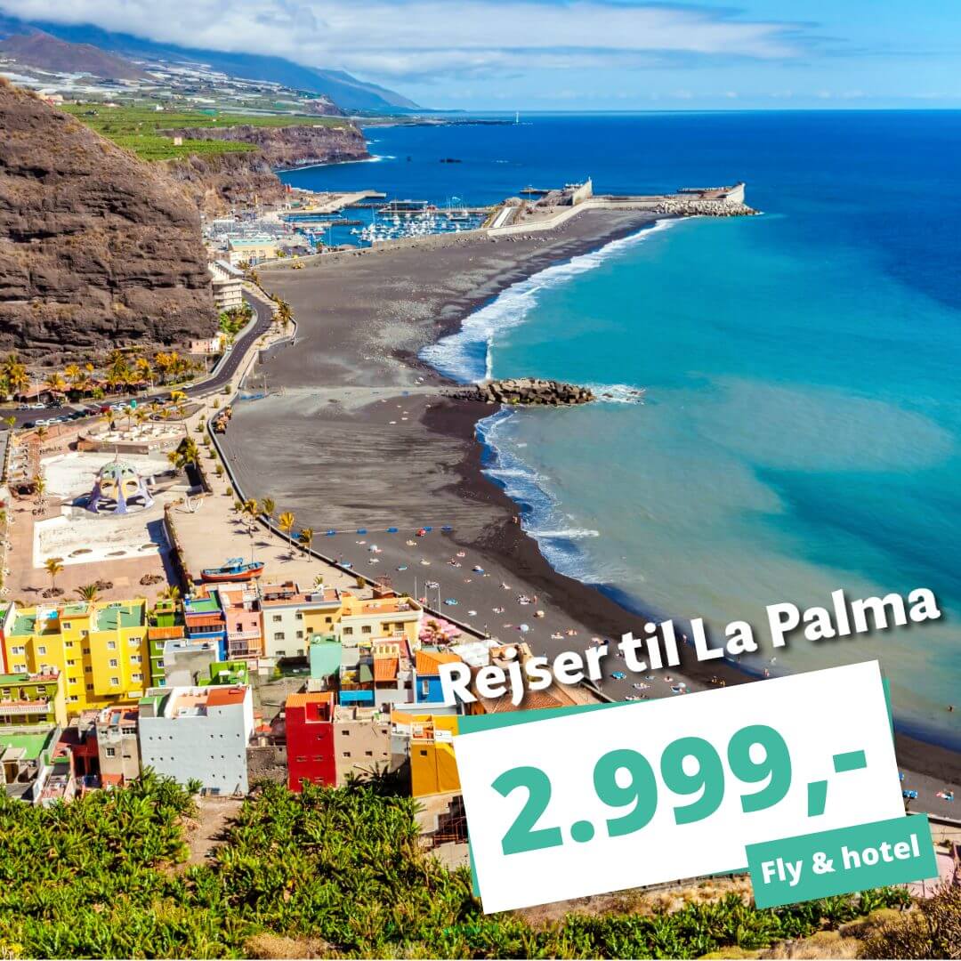 Rejs billigt til La Palma fra 2.999,- med fly t/r og 3★ hotel!
