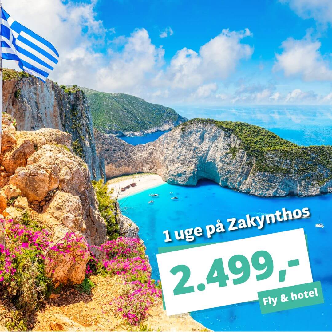 BLACK WEEK TILBUD! Rejs på 1 uges badeferie til Zakynthos i juni fra KUN 2.499,-