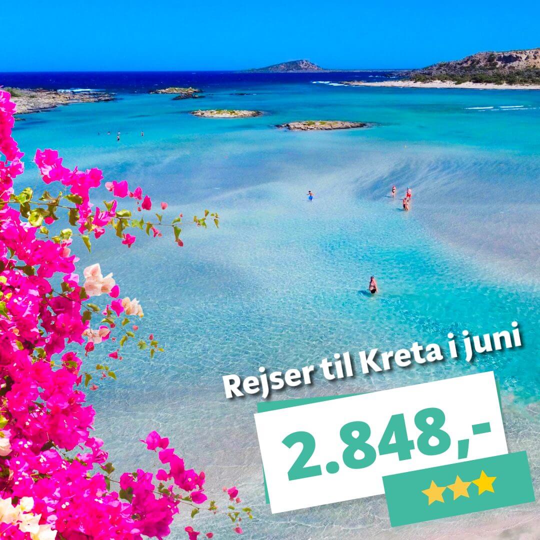 1 uge på Kreta i juni 2026 fra 2.848 kr. – inkl. fly og 3★ hotel