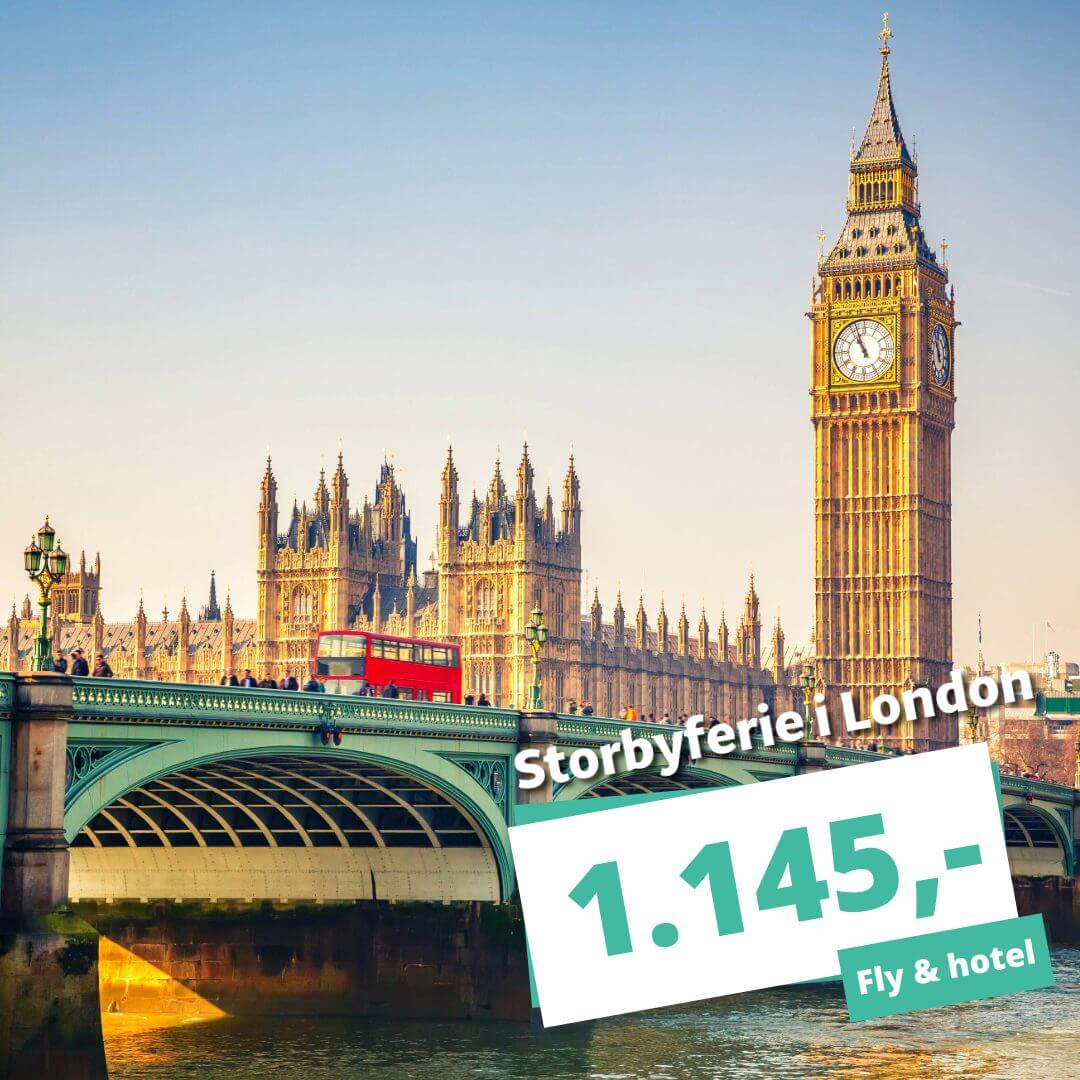 Rejs på storbyferie til London inkl. fly og hotel fra kun 1.145,-