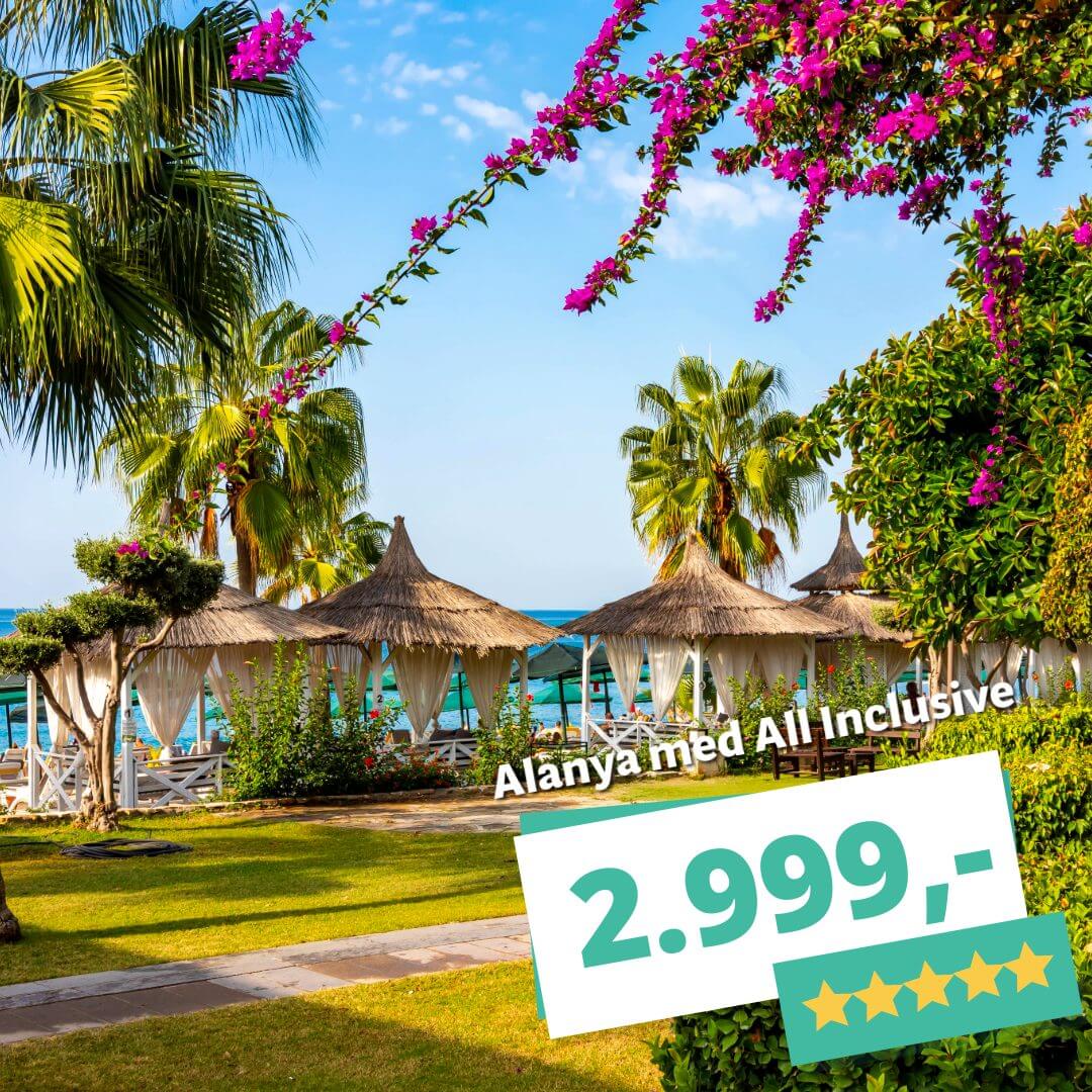 5-stjernede forårsrejser til Alanya med All Inclusive fra 2.999,-