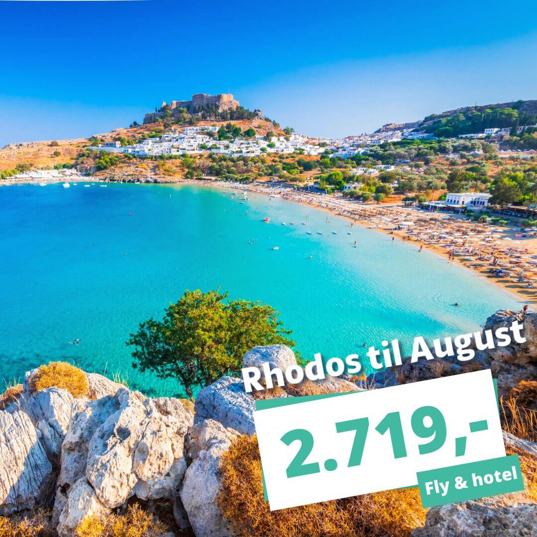 1 uge på Rhodos i august fra 2.719 kr. – inkl. fly og 3★ hotel