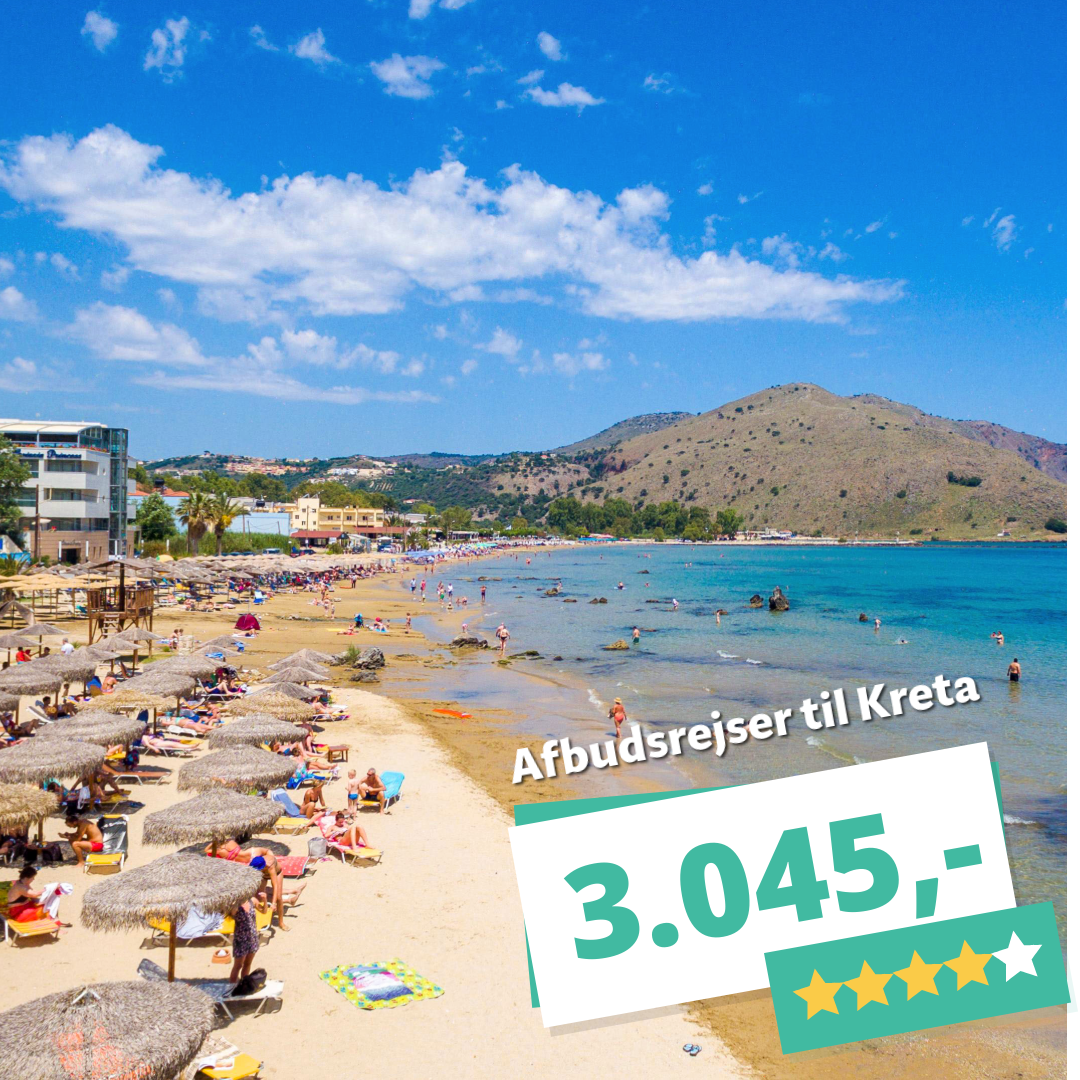 Billige 4-stjernede Afbudsrejser til Kreta med fly og hotel fra 3.045,-