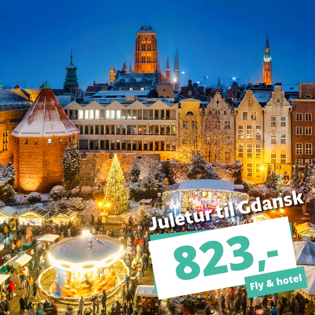 Rejs på juletur til Gdansk inkl. fly & 3★ hotel fra 823,-